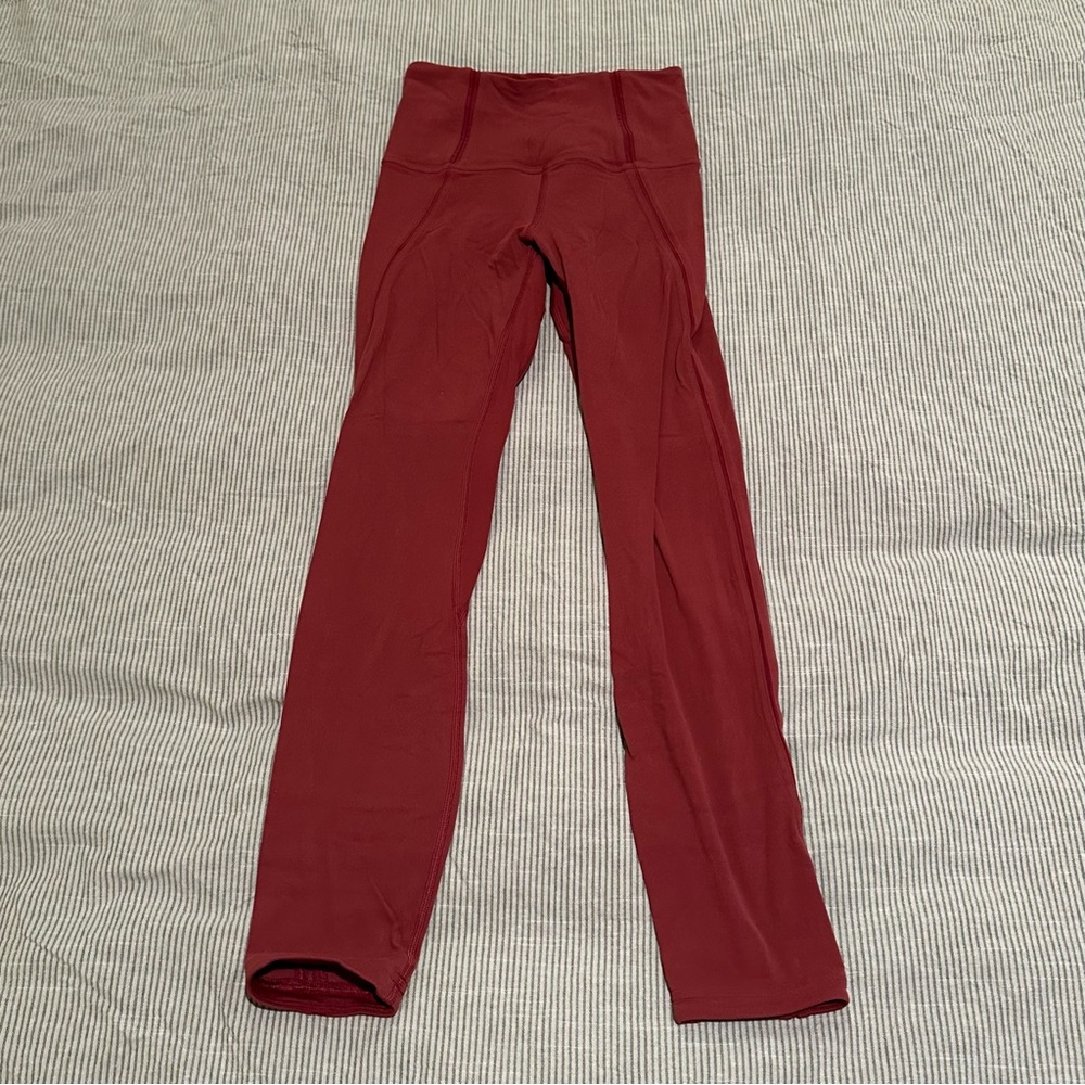 Pair of 2 Align Lululemon Leggings Orange Camo & Dusty Red